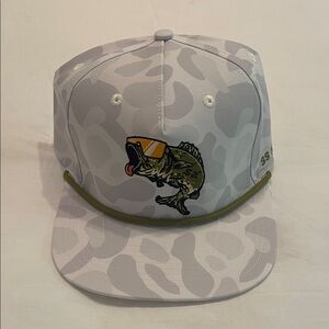 Gray Camo Hat with Fish Embroidery